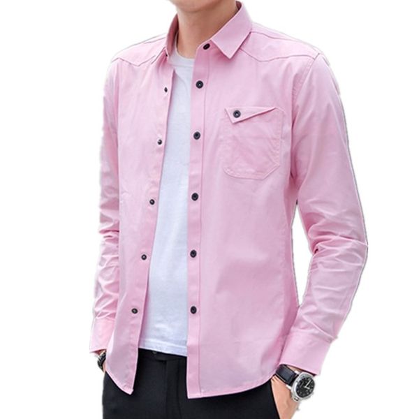 

Hot-selling spring autumn high quality mens shirt 2020 fashion solid color long-sleeved shirt European American slim cotton mens casual tops