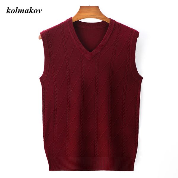 

2020 new arrival autumn style men leisure sleeveless sweater vest fashion casual solid computer knitted men's warm sweater vest, Black;white