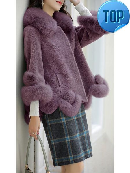 

real coat fur female sheep shearling winter jacket women fur collar 100% wool coat women clothes 2020 veste femme my, Black
