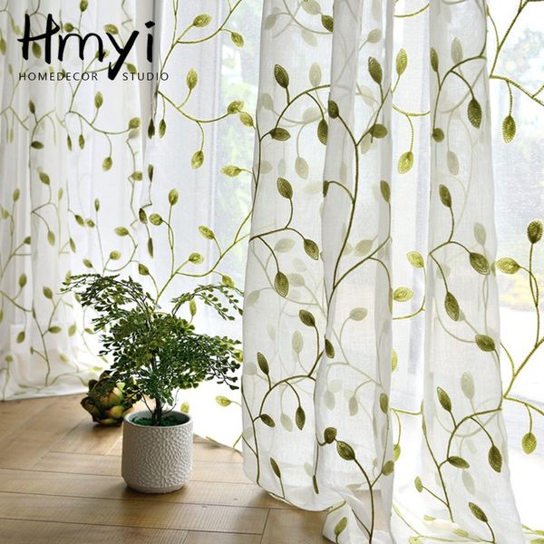 

modern embroidered tulle curtains for living room bedroom organza leaf curtains window treatment sheer rideaux voilage