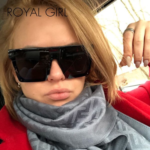 

royal girl 2020 new fashion square oversized sunglasses women brand designer driving travel glasses trend colorful ss468, White;black