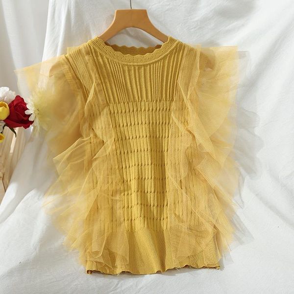 

new fashion women sweater 2020 summer mesh sweater women's lace sleeveless shirt drop shipping good quality, White;black