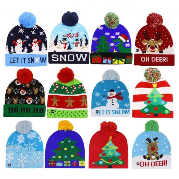 

зимние теплого вязание led шапочка мультфильм pom шарик череп ca мультфильм вязать тук рождество хэллоуиной стиль спорт горнолыжной headwear, Yellow