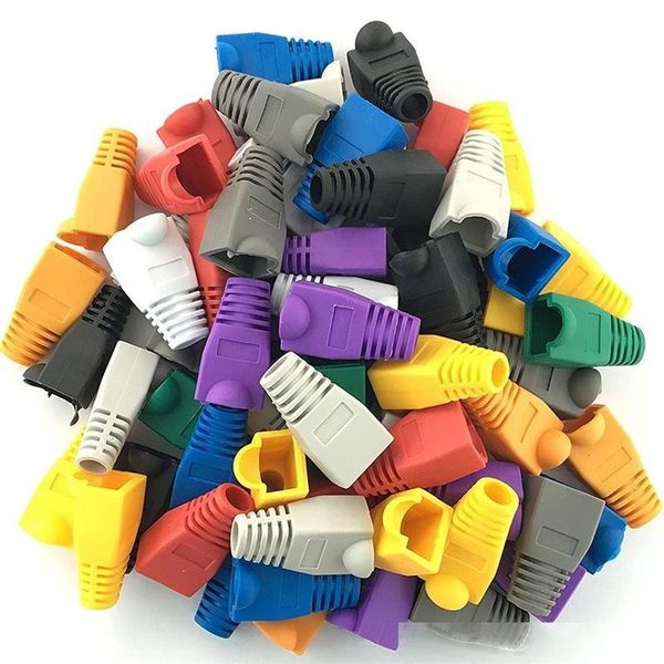 

100 pcs mixed color cat5e cat6 rj45 ethernet network cable cap strain relief boots cable connector plug cover