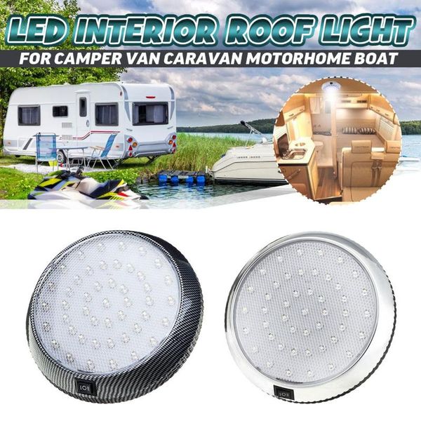 

12v 46 led car round ceiling dome roof light interior light lamp on/off switch for camper van caravan motorhome boat rv