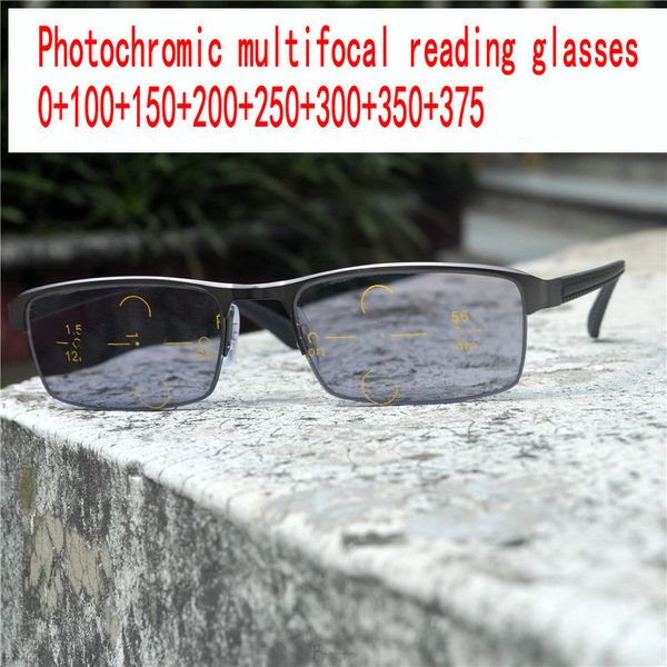 

2020 fashion square double focus progressive pchromic reading glasses multi-focus optical graduation progressive glasses fml, White;black