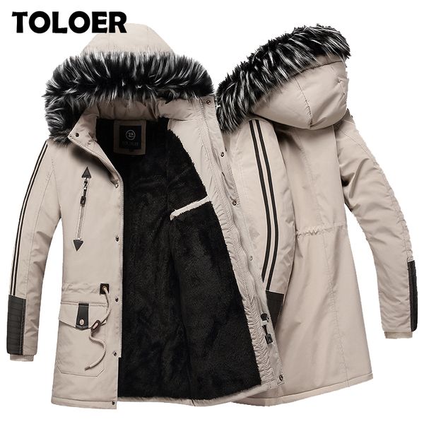 

new men jacket coats thicken warm winter windproof jackets casual mens down parka hooded outwear cotton-padded jacket male 200919, Black
