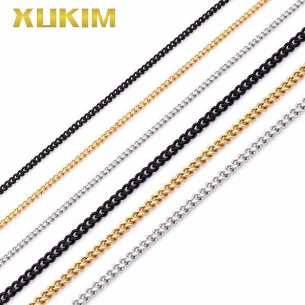 

chains xcn224 xukim jewelry titanium steel gold color chain men fasion special black and sliver necklace women 2021 gift, Silver