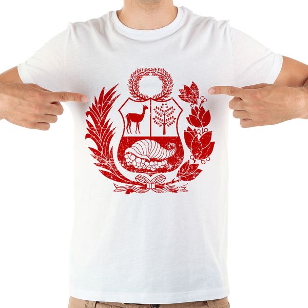 

peru flag badge t shirt men summer 2019 new white casual short sleeve homme cool tshirts
