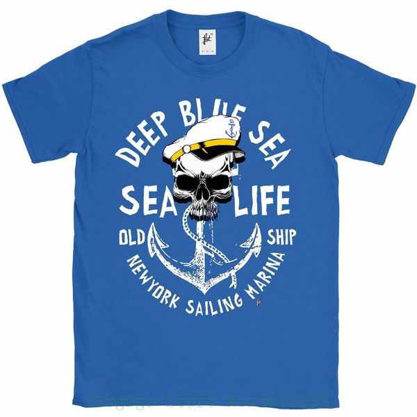 

deep blue sea life captain skull & anchor mens t shirt fashion anime tshirt plus size