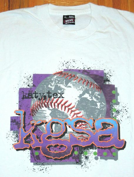 

vintage t shirt katy girls softball association texas single stitch white 90s xl