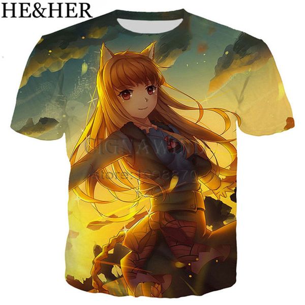 

new anime spice and wolf cute girl favorite 3d print shirts kawaii comics funny men clothing