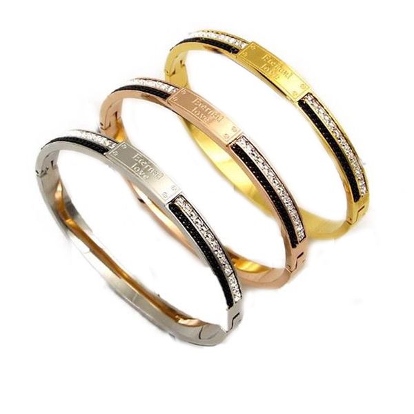 

2020 fashion 316l stainless steel design jewelry for women punk love steel black ceramic with crystal & bracelet