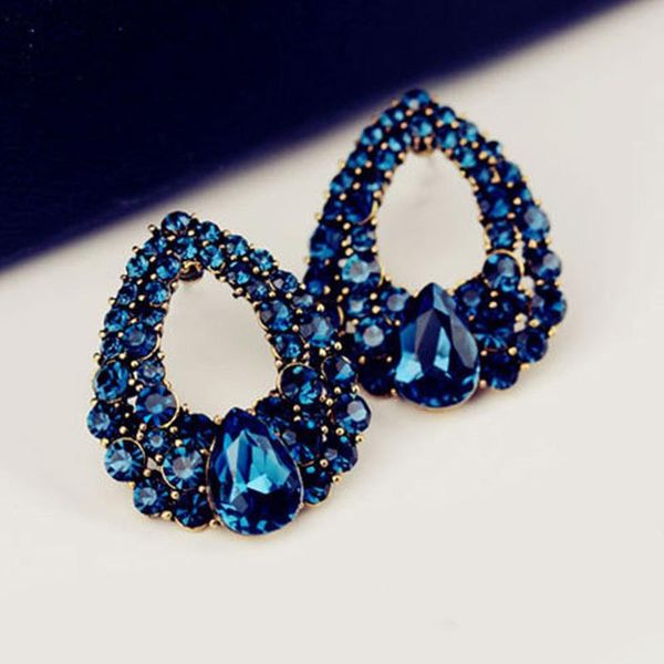 

женщины brincos perlas девушки синий циркон свадебные ювелирные изделия серьги, Silver