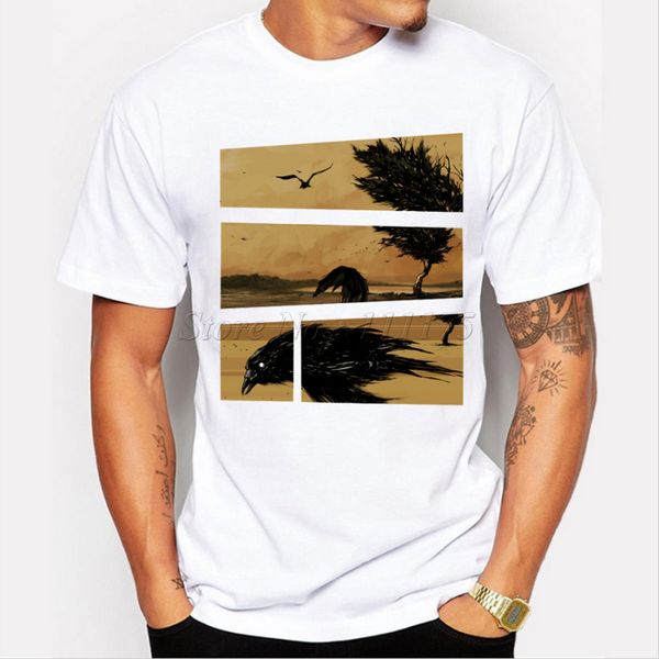 

2019 new arrival men's fashion retro painting nightfall design t shirt cool short sleeve hipster tees