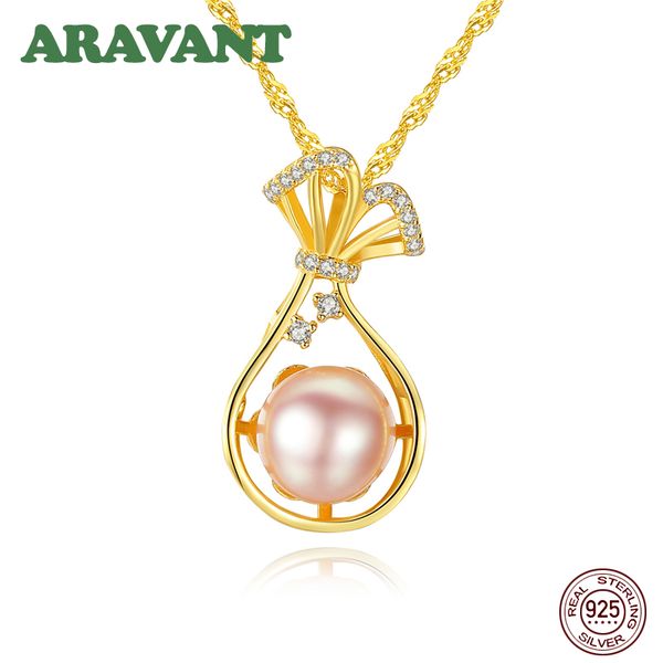 

natural pearl pendant jewelry gold chains necklaces for women 925 silver lucky bag necklaces wedding fine jewelry