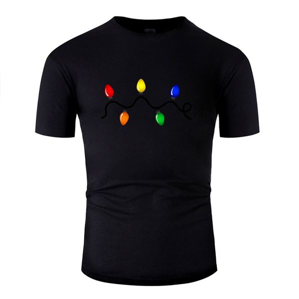 

печать рождественских огней tshirt мужчины известного мальчик девочка футболка круглого ворот streetwear