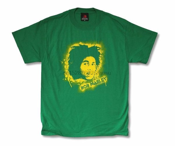 

bob marley spray paint stencil image green t shirt new official