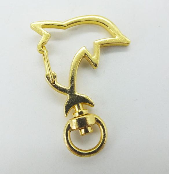 

wholesale 1000pcs 30x40mm dolphin shape zinc alloy carabiner swivel clasps for key ring, Silver