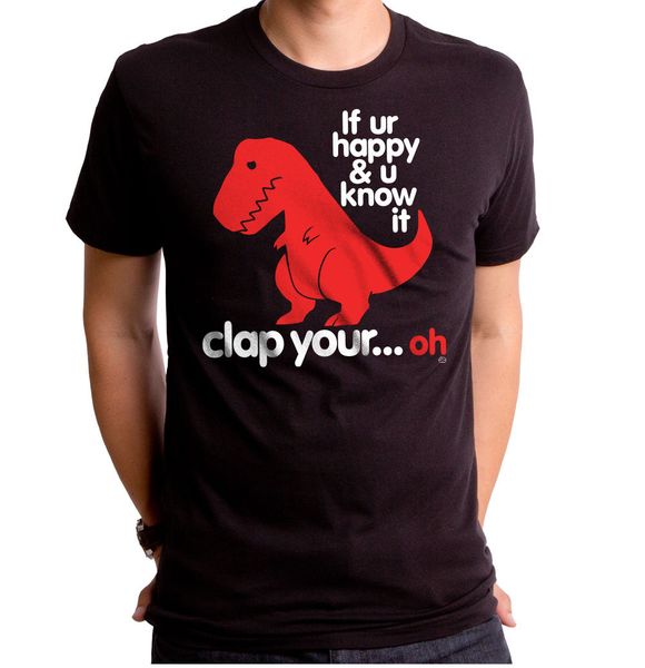 

tyrannosaurus t rex dinosaur if ur are happy & u know it clap your hand t-shirt