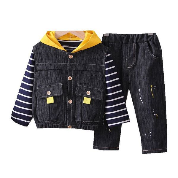 

New Spring Autumn Children Fashion Clothes Baby Boys Girls Vest Hoodie Pants 3Pcs/sets Kids Infant Clothing Toddler Sportswear, Black
