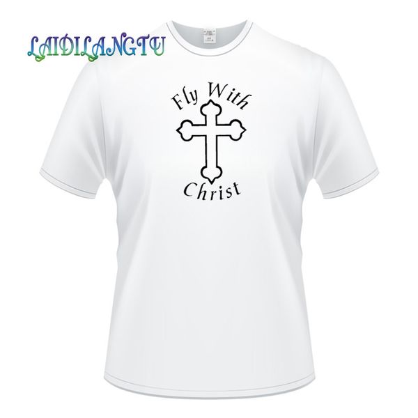 

2019 new fashion fly with christ t shirt clothing christian cross men t shirt short sleeve t-shirt men