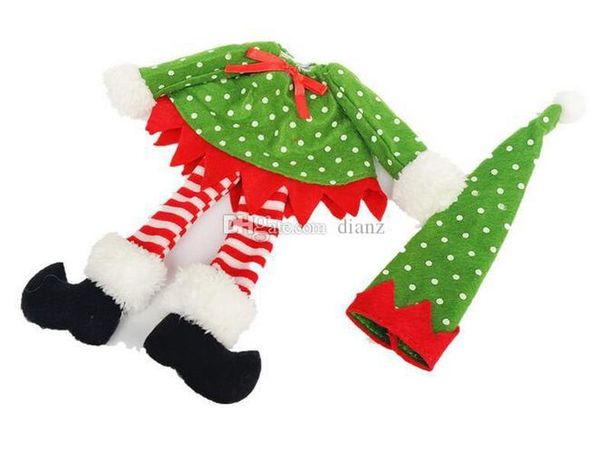 

fashion christmas decoration supplies polka dot /stripe red wine bottle cover bags for christmas home party red wine bottle decor