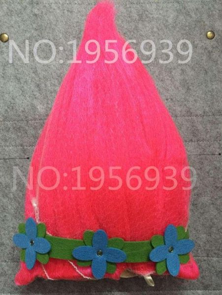 

party hats trolls dress cosplay wig+headband wigs poppy 2021 girls size 110-150 high quality
