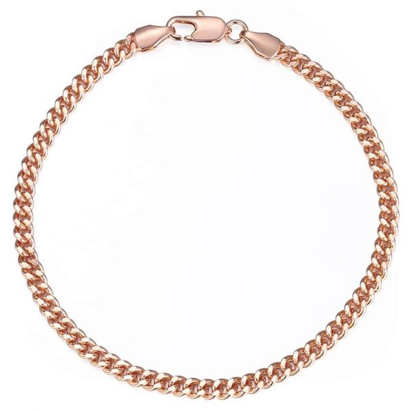 

davieslee chains bracelets for women men 585 rose gold curb cuban link fashion jewelry womens bracelet chain 4mm 18-23cm lgb432, Black