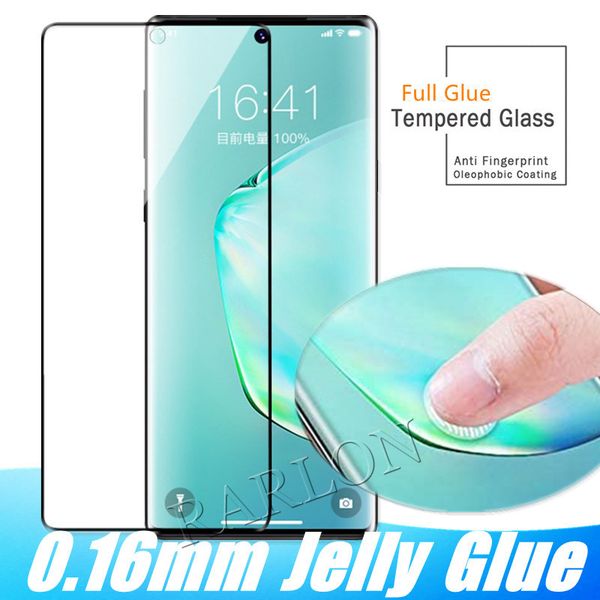 

new jelly glue full adhesive 0.16mm tempered glass for samsung galaxy note 20 s20 ultra s10 10 s9 s8 fingerprint touch screen protector film