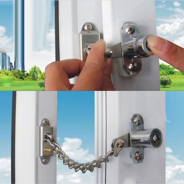 

solid metal chain lock door window sash lock latch child safety