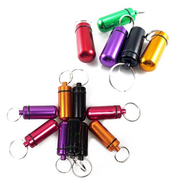 

small aluminum survival containers box with keychain fs99, Silver