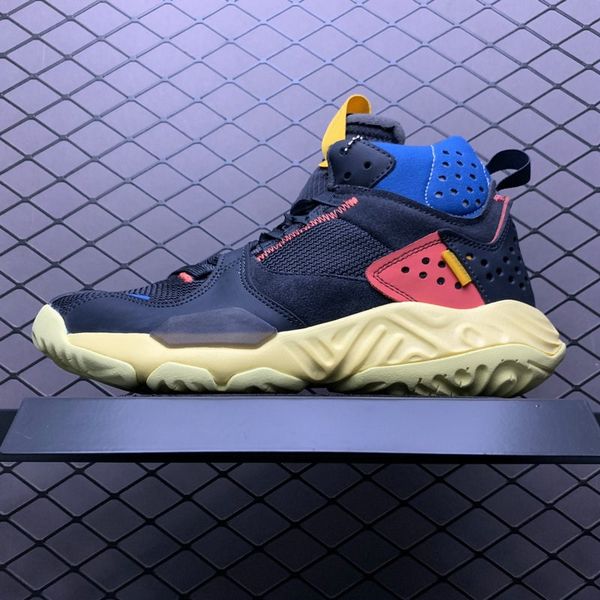 

union la delta mid zoom basketball shoes off noir brigade blue dark smoke grey fusion red fashion sneakers ship with box, White;red