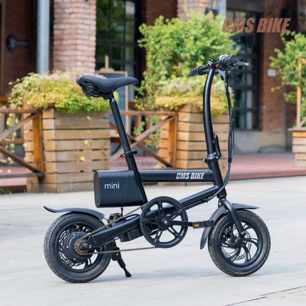 

cmsbike smart folding electric bike 36v 250w 12 inch durable tires 25km/h max speed foldable electric bicycle with led power, Silver;blue