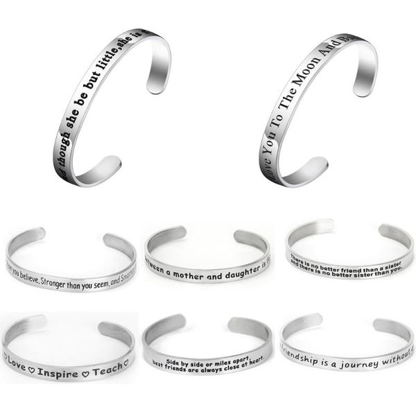 

bangle bracelet women men stainless steel open jewelry family sister gift friends friendship, Black