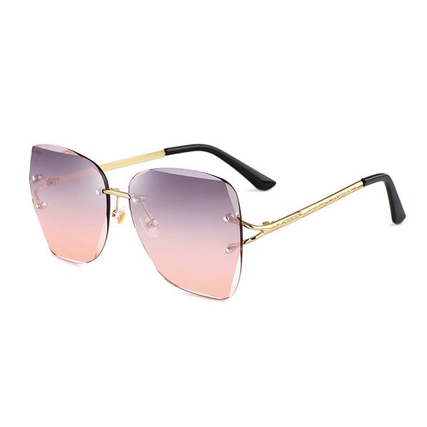 

2020 New Crystal Frameless Cut-edge Women Sunglasses Gradient Ocean Film Resin Material Lenses 6322 UV400 Protection Eyewear, White;black