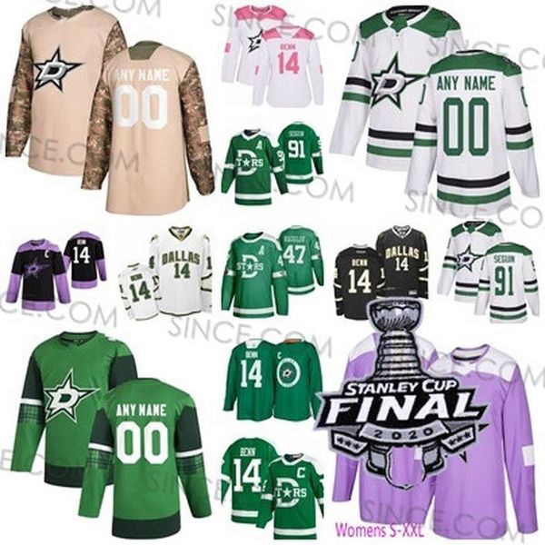 

91 seguin 2020 stanley cup finals stars s-4xl denis gurianov 4 heiskanen jamie benn alexander radulov pavelski hintz custom jersey stitched, Black;red