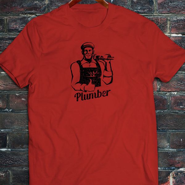 

summer 2019 short sleeve plus size plumber thumbs up plumbing handyman tools worker mens red t-shirt tee shirt