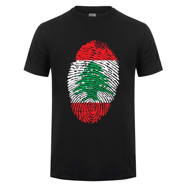 

lebanon flag fingerprint t shirt men family gift summer tshirt