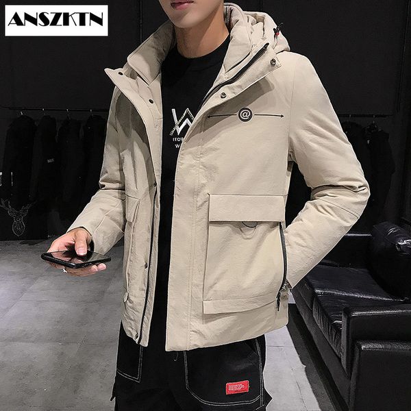 

2020new arrivals casual fashion winter jacket men hooded heat insulated windbreaker white duck down coat male waterproof clothes, Black