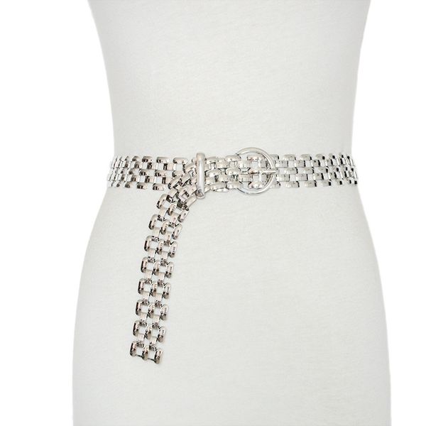 

women's belts metal belts joker fashion gold and silver chain belts punk metal hollow decorative waist belt, Black;brown