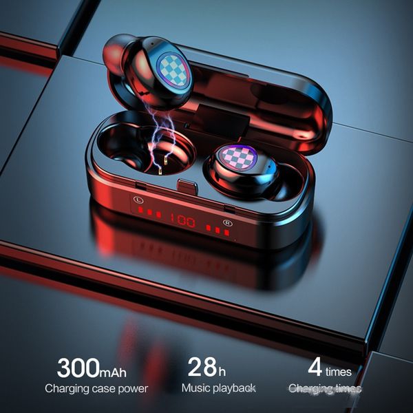 

new tws bluetooth earphone silk screen wireless bluetooth 5.0 headphone touch headset sport 3d stereo sound sport led display earbuds