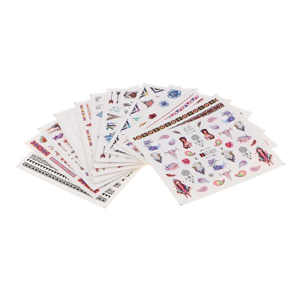 

12 pieces flower fruit cartoon animal mixed nail sticker nail decal diy tool
