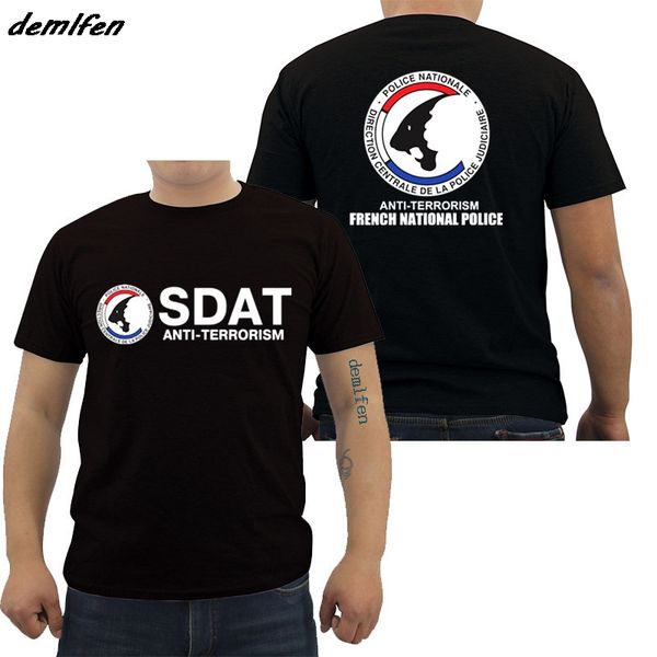 

new fashion men t shirt new french police sdat anti terrorism military t-shirt summer short sleeve o-neck shirt 4xl 5xl
