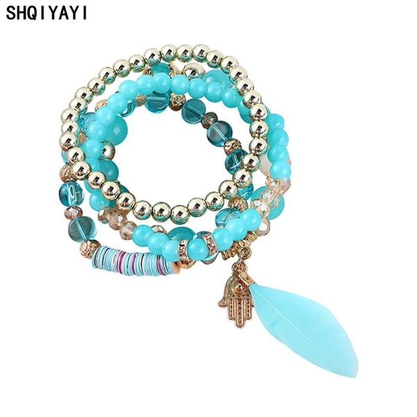 

shqiyayi 4pcs/set fashion multilayer crystal leave tassel bracelets jewelry for women gift bohemian friendship gift 139378, Golden;silver