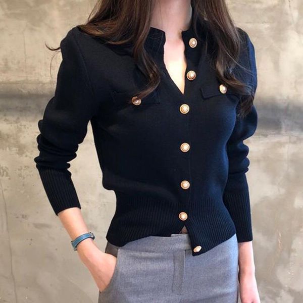 

knitted women's short cardigan sweater korean single breasted long sleeve sweaters female 2020 autumn spring cardigans women, White;black