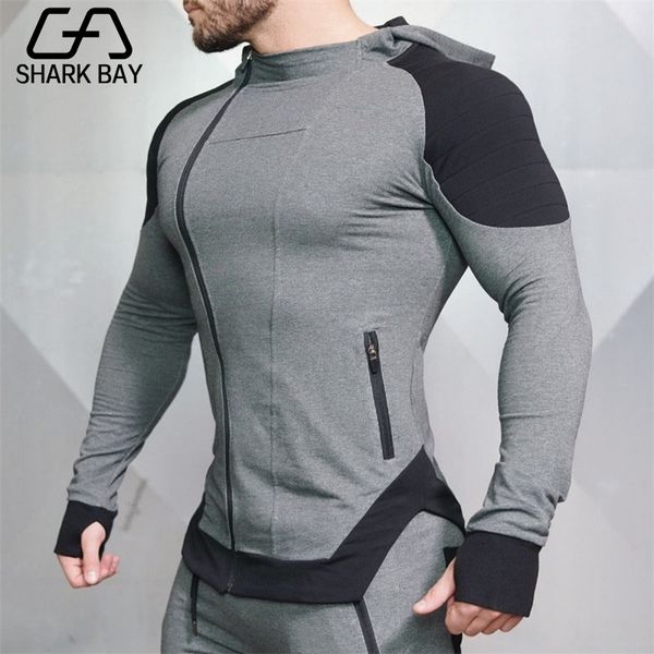 

shark bay gyms new brand sweatshirt men hoodies winter solid hoodie mens hip hop coat pullover men's casual tracksuits, Black