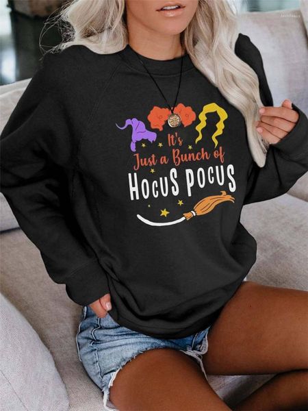 

hocus pocus long sleeve letters loose sweatshirts casual pullover designer woman hoodies dropshipping halloween women sweatshirts, Black