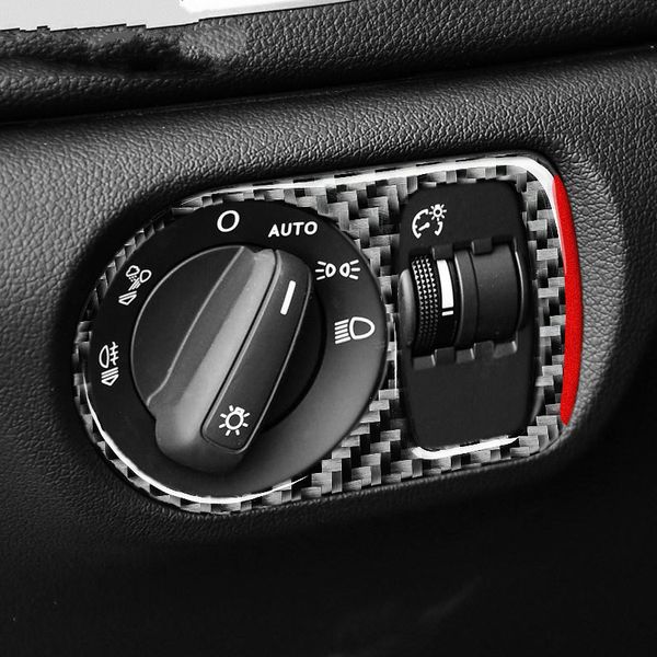 

car styling for audi q3 carbon fiber sticker car interior molding headlight switch buttons decorative frame cover trim 2013-2018