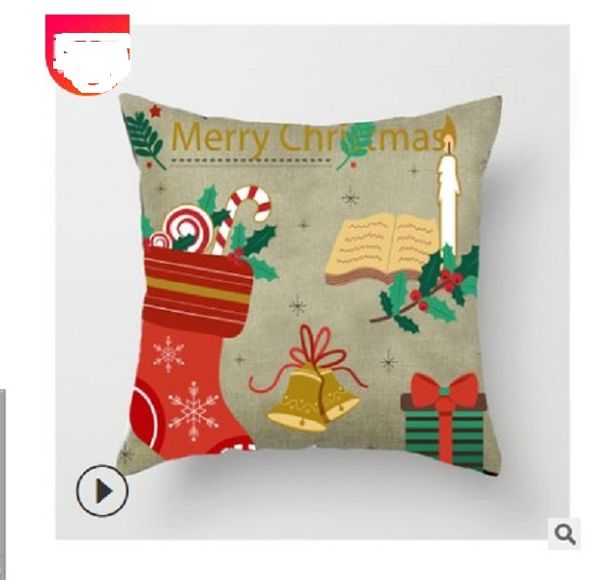 

2020 home textiles popular linen print pillow cover new christmas ball print pillow cover pillow case 45cm*45cm 017